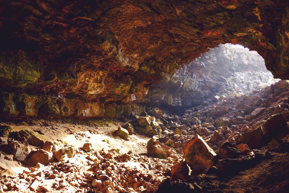 brown rock inside cave