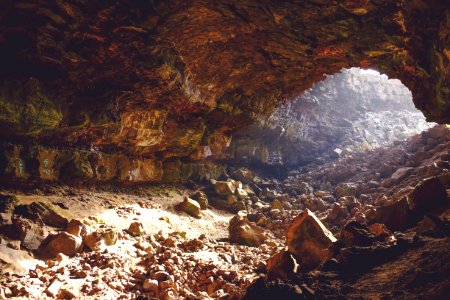 brown rock inside cave