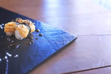 food on black plate