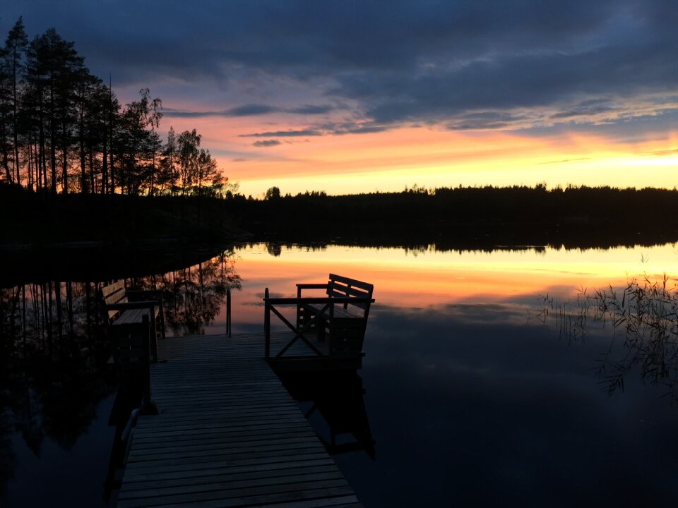Clouds reflection evening sky