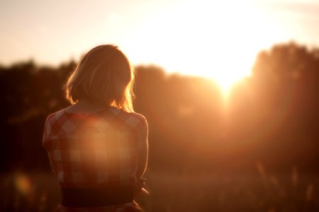 woman looking at trees photo