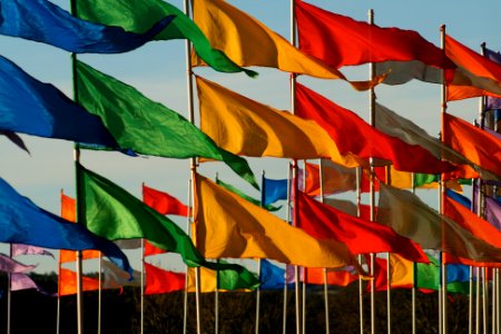 assorted-colored flags waving in the wind photo