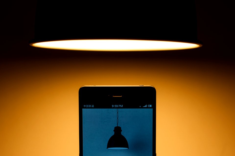 black smartphone turned on