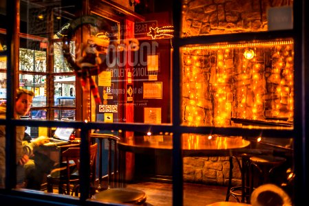 glass panel with frame inside restaurant photo