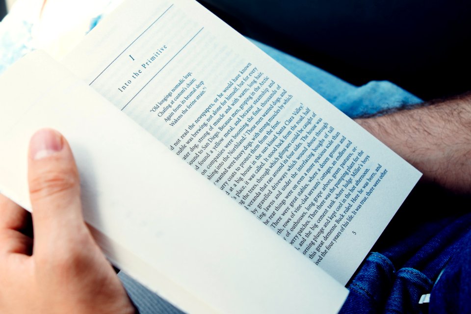 person holding I Into The Primitive book