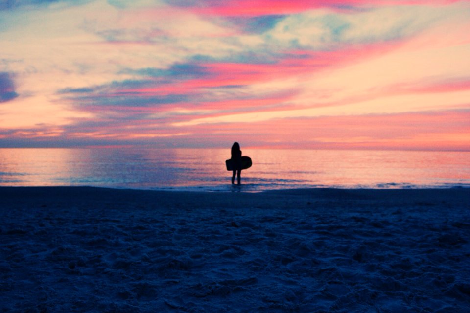 People, Beach, Sunset