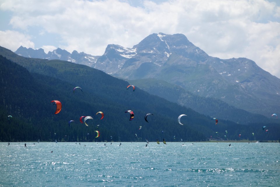 Lake silvaplana, Switzerl, Surfing