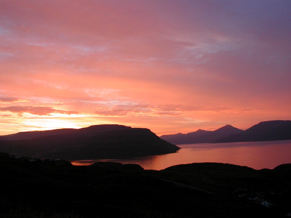 Faroe islands sunset summer