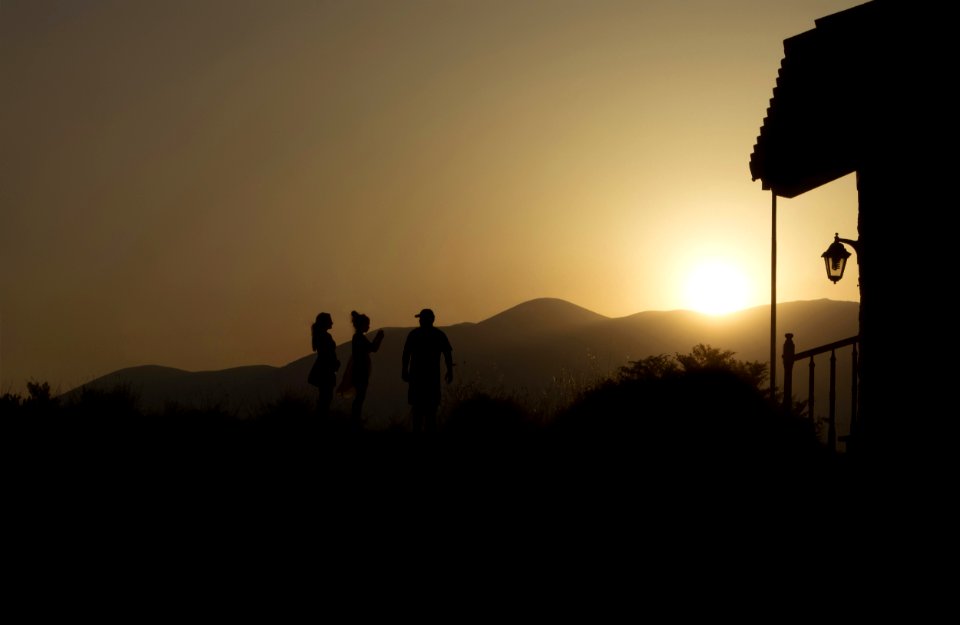 Silhouette, People, Sunset