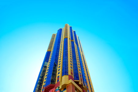 blue and beige high-rise building photo