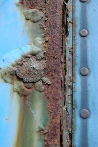 Brown blue peeling paint photo
