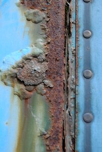 Brown blue peeling paint
