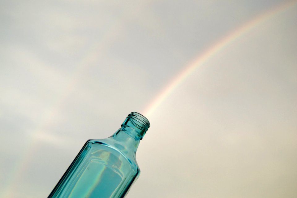Bottle, Blue, Rainbow