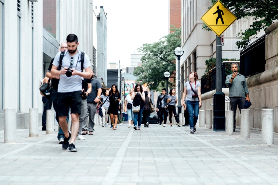 people walking at walkway