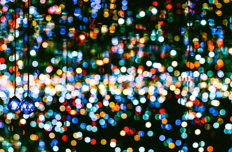 blue hanging lights