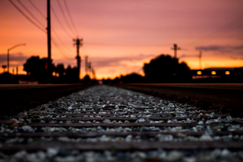 shallow focus photography of train track photo