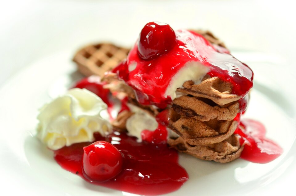 Cherries dessert cream