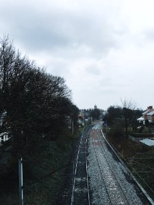 Cloudy, Trees, Train track