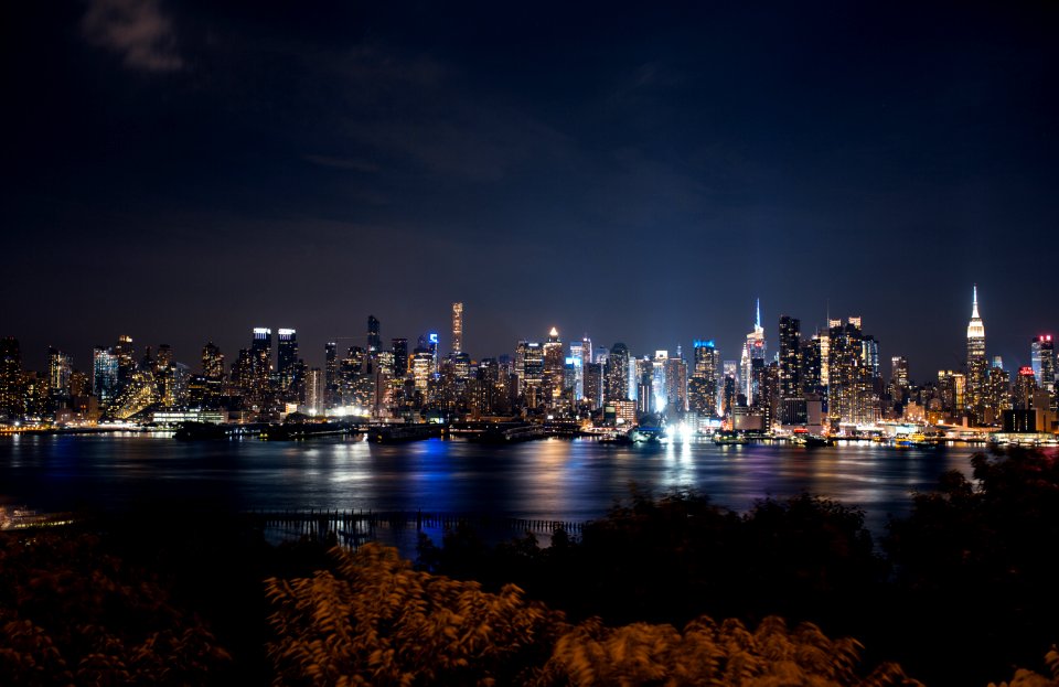 city skyline during night time photo