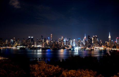 city skyline during night time photo