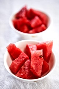 shallow focus photography of bowl of watermelon photo