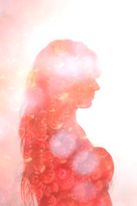 Silhouette, Double exposure, Red photo