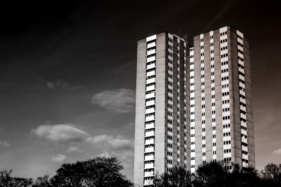 grayscale photo of building
