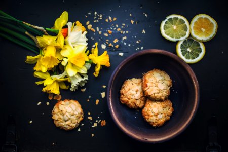 flat lay photography of cookies on bowl photo