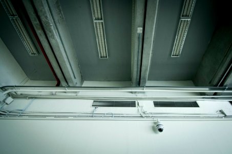 white CCTV camera on white wall