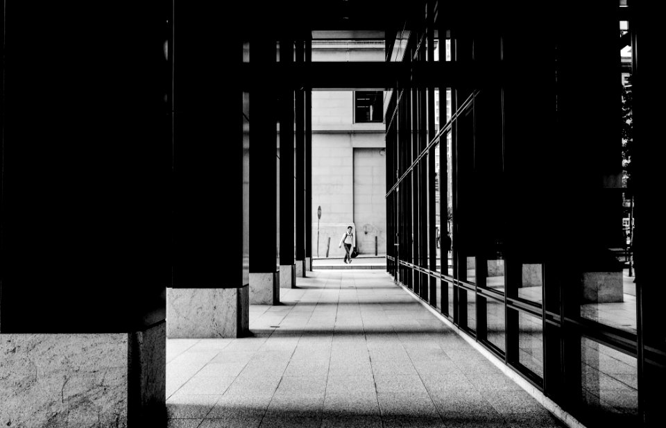 person standing on hallway