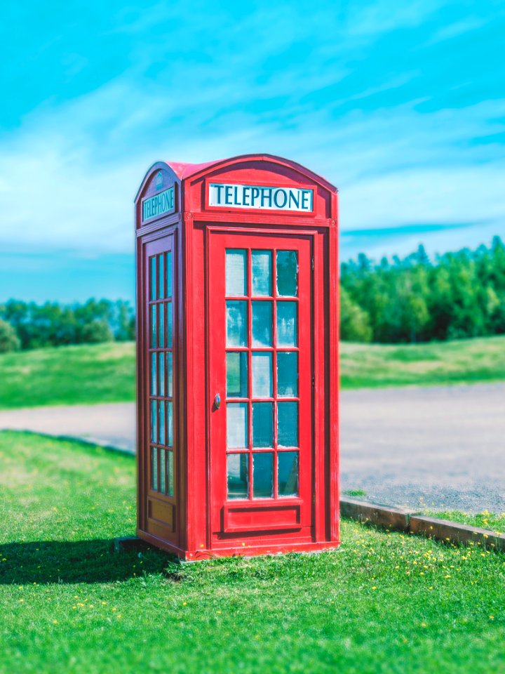 Telephone booth near road