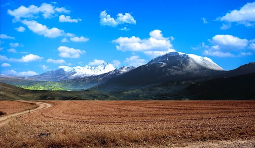 Mountains cornfield image view