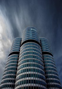 low angle view photography of gray building