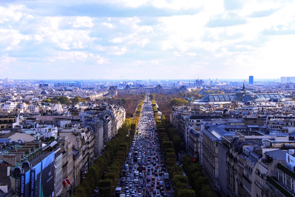 aerial photo of city under white clouds