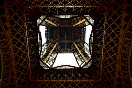 worm's eyeview photo of Eiffel Tower