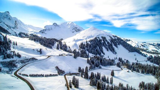 snow covered mountains
