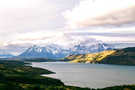 aerial view photography of mountain near of river photo