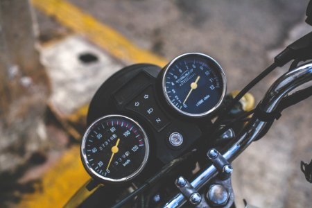 black motorcycle gauge meters photo