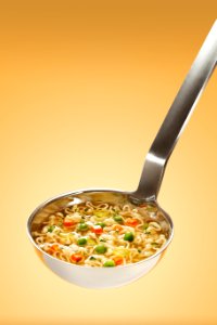 silver steel scoop with noodles photo