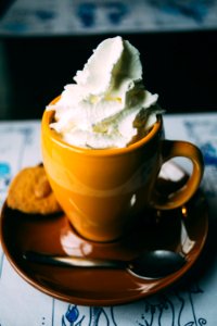 coffee latte on ceramic mug photo