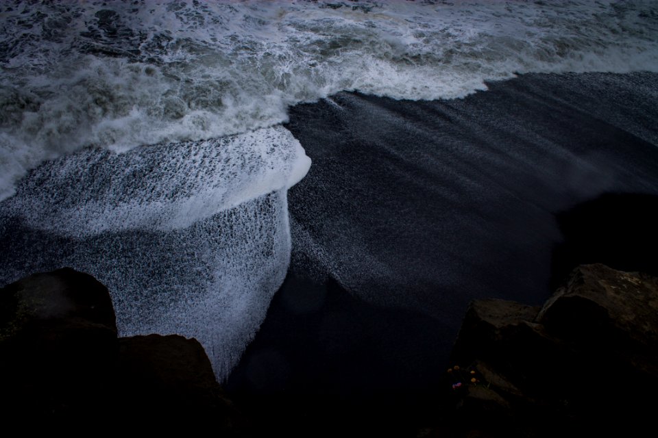 waves crashing on shore