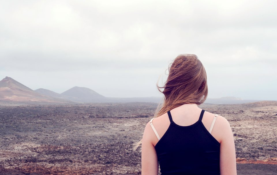 Timanfaya national park, Spain, Girl