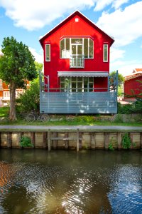 Red house, River, House photo