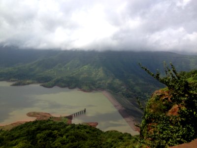 body of water surrounded by trees under cloudy skies photo