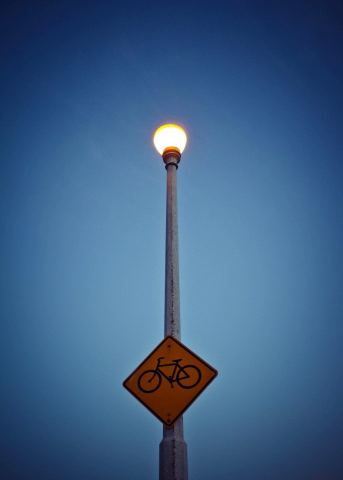 Streetlight, Road, Bike