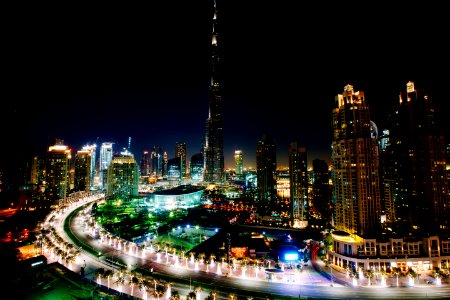 landscape photography of Burj Khalifa, Dubai at night photo