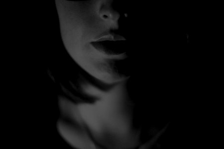 woman face grayscale photography
