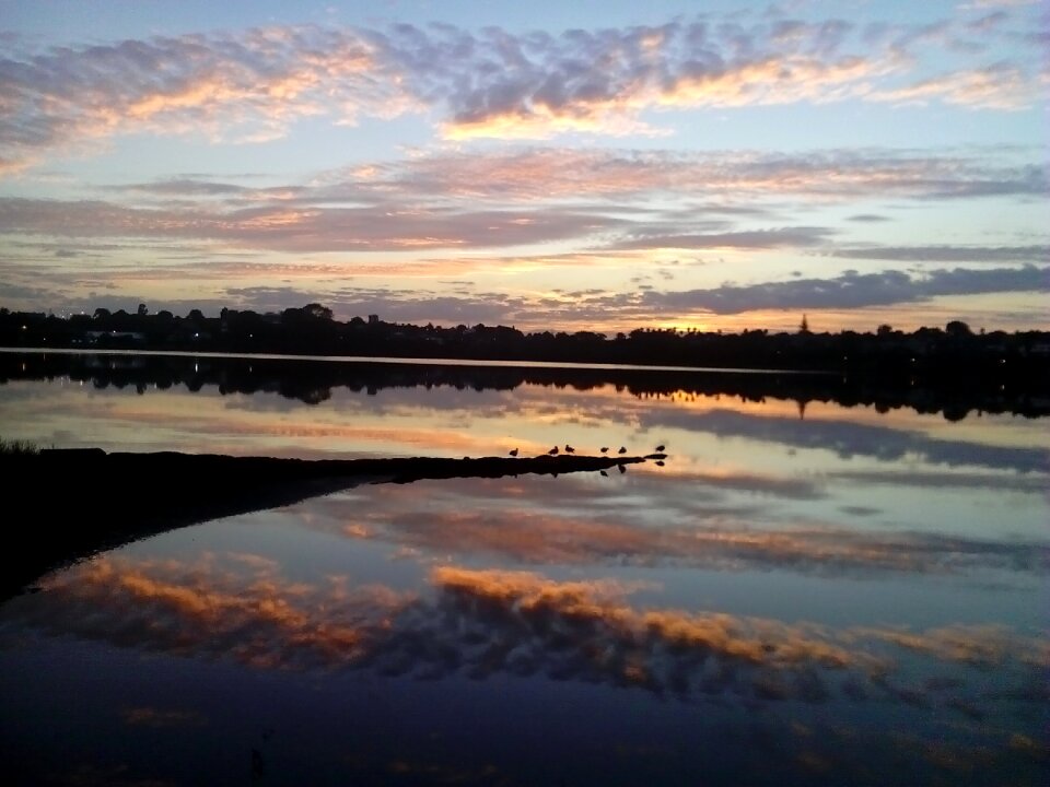 Lagoon birds clouds