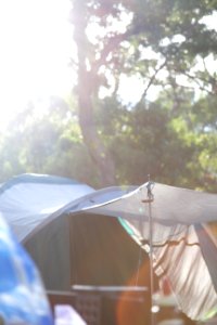 shallow focus photography of white and gray tent