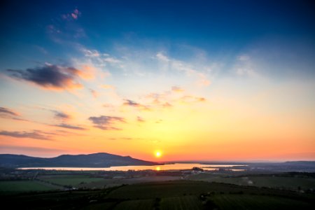 bird's-eye view photo of landscape field during golden hour
